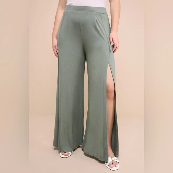 NWT Lulus Knockout Sage Green Wide-Leg Tulip-hem Pants Size XL - Picture 6 of 15